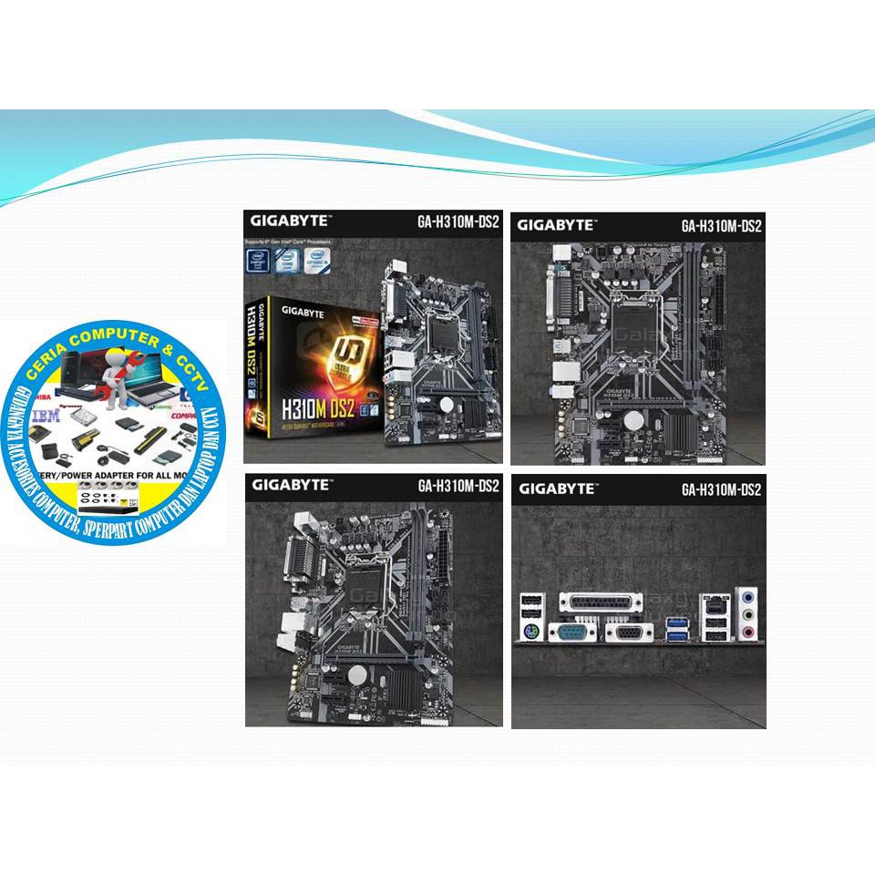 MAINBOARD MOTHERBOARD BOT MB COMPUTER KOMPUTER PC GIGABYTE GA-H310M-DS2 LGA1151 H310 DDR4 COFFEELAKE