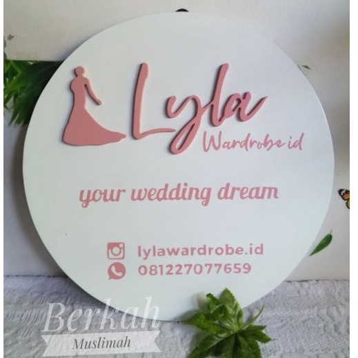 Indoor D40/Papan Nama Plang kayu mdf toko butik cafe tempat usaha/lyla 2 kg