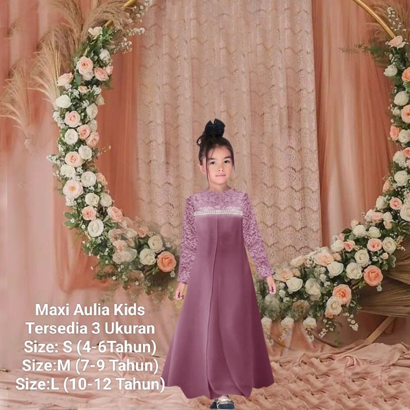 Gamis Anak Perempuan Terbaru Maxi Aulia Kids Brukat 4-12 Tahun matt Moscrepe Good Quality