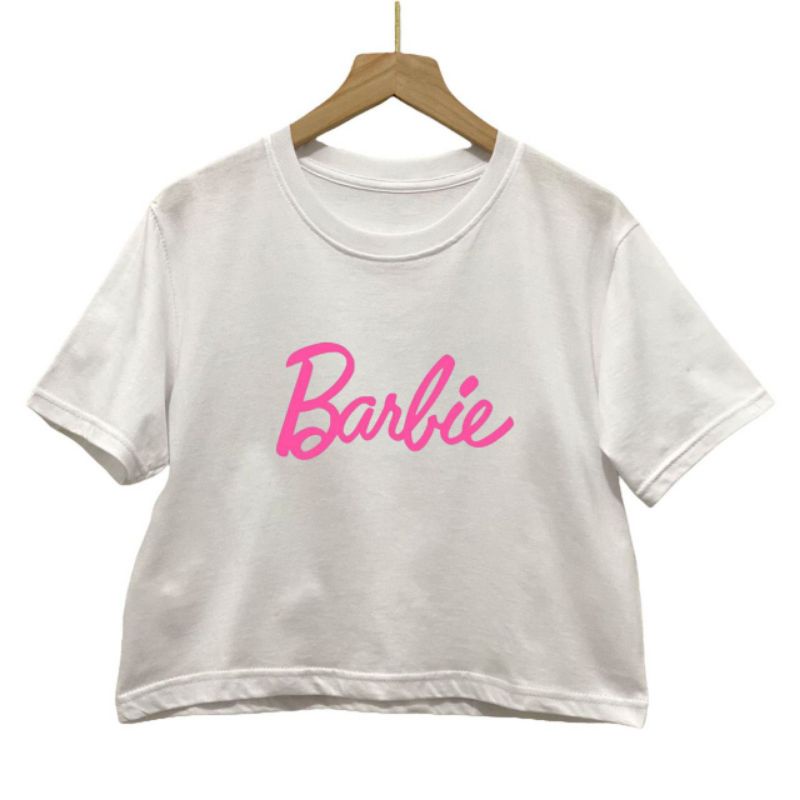 Kaos crop top katun combed 30 motif barbie 002