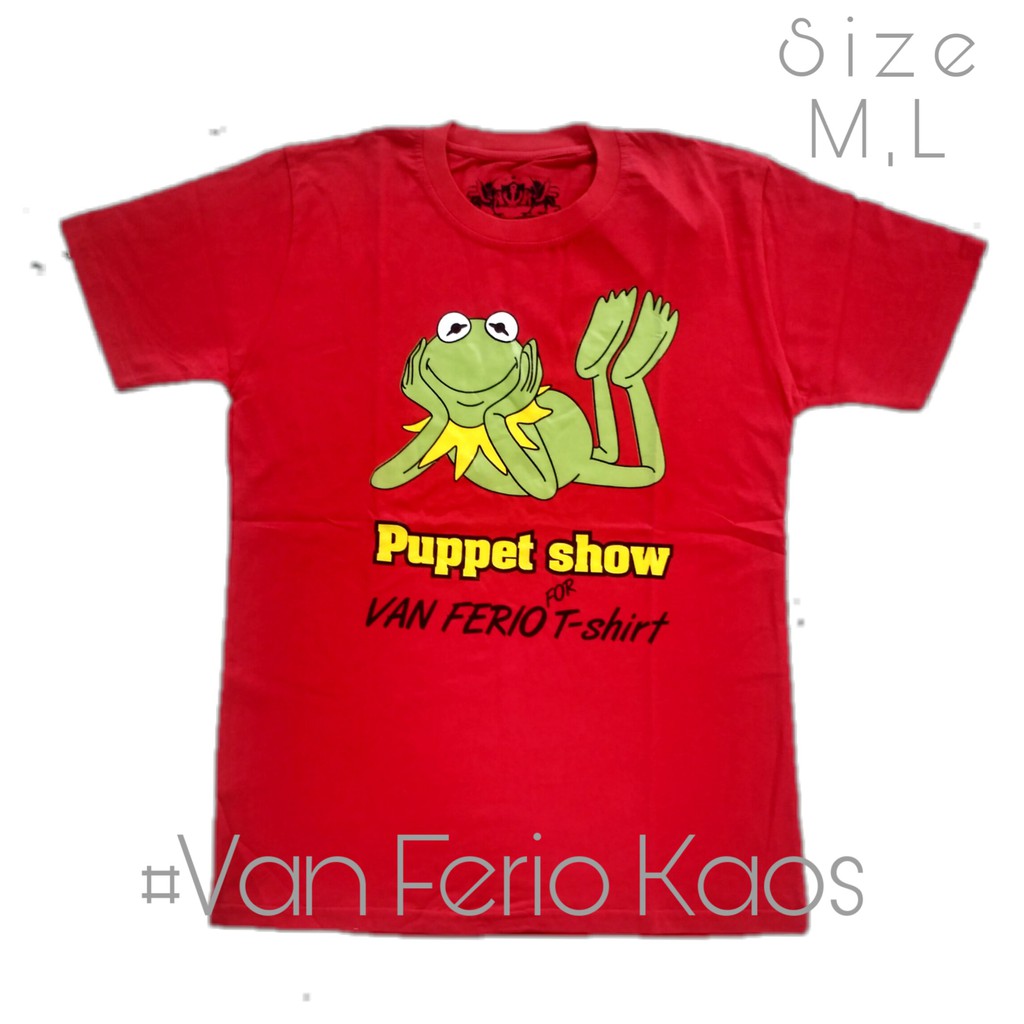 T-Shirt UNISEX Karakter Sanrio THE MUPPET KERMIT THE FROG - MERAH - Merah, M