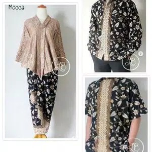 Couple Batik Niza Stelan Kebaya Floy Brukat Rok Lilit Jumbo Dan Kemeja Pria