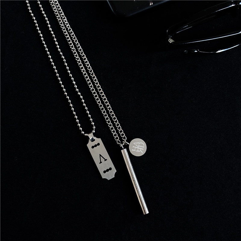 Necklace Accessories Korean Retro Hipster Hip-hop Bungee Two-piece Pendant Double Chain