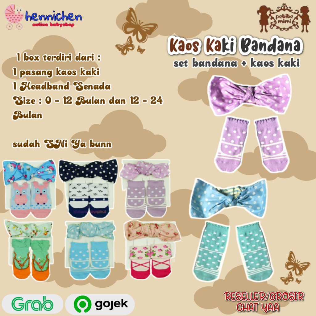 Kaos Kaki Bandana Set Bayi Petite Mimi Premium Quality