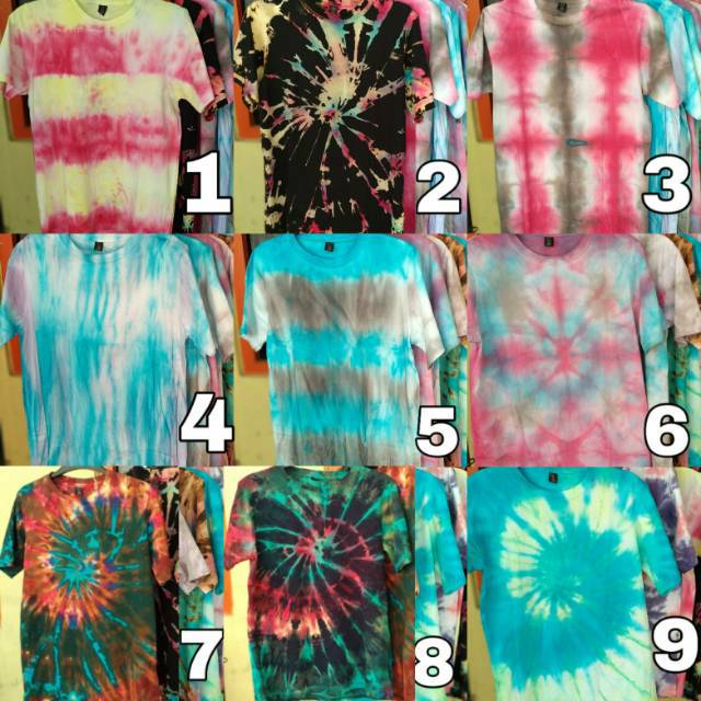 Termurah Kaos Tiedye Tie Dye T-Shirt Shibori Washed Ready Stock Cotton Combet 30s Katun Asli