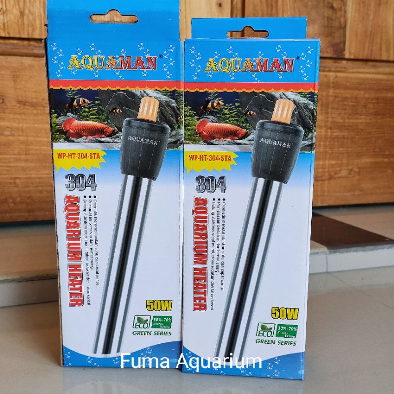 Heater AQUAMAN 50watt Stainless Pemanas Penghangat Air Aquarium Otomatis Pengatur suhu air