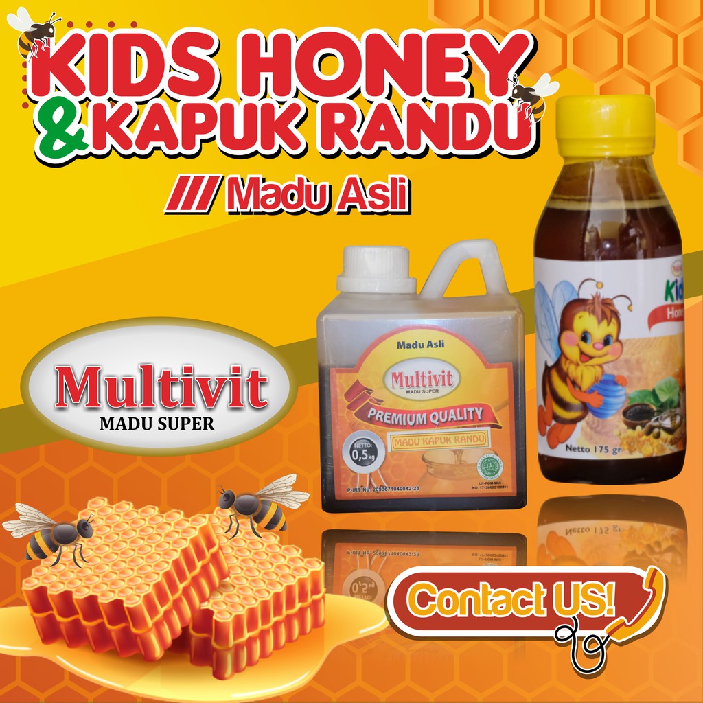 

Madu asli/Madu murni/Madu Multivit Kapuk Randu 500gr-1kg & Madu Kids untuk anak 175gr