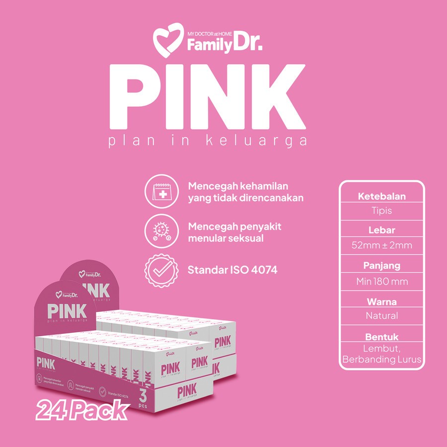 FamilyDr Kondom PINK - Alat Kontrasepsi FamilyDr - Condom familydr