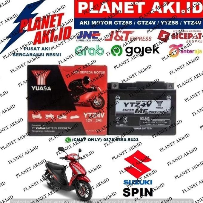 Aki Motor Suzuki Spin YTZ4V YUASA Accu Kering MF planeta76 Berkualitas