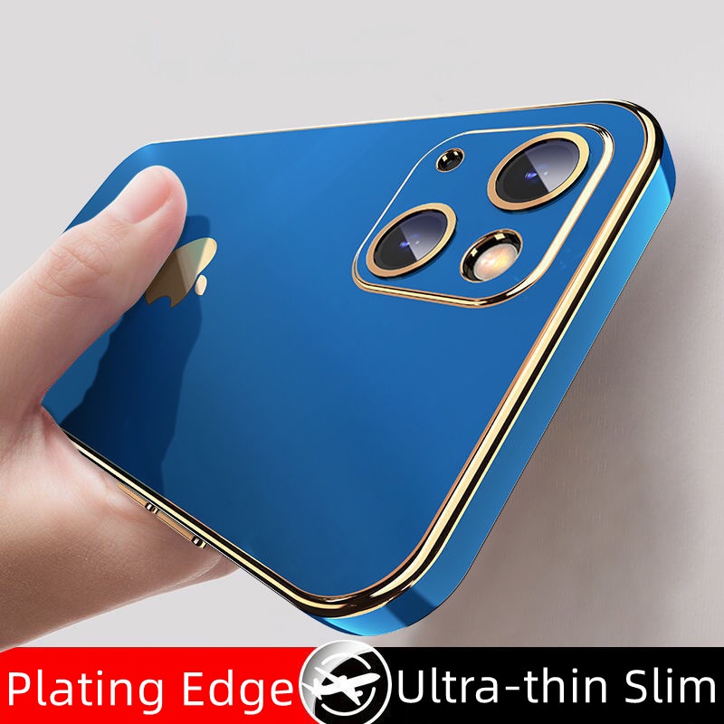 (Plating) Casing Soft Case Pelindung Lensa Kamera Shockproof Untuk iPhone 13 / 12 / 11 Pro Max / XR / XS Max