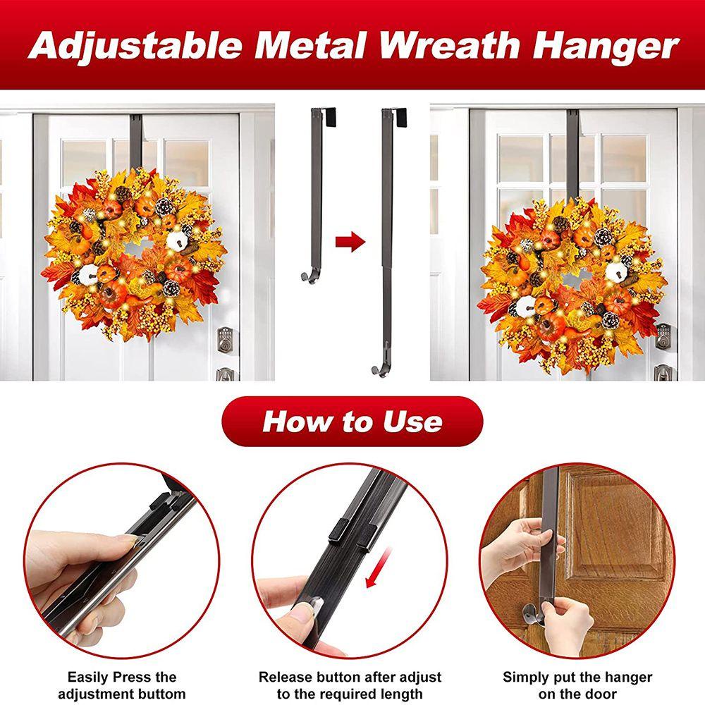 Solighter Pintu Wreath Hook Adjustable DIY Dekorasi Pesta Natal Deocr Teleskopik Bebas Pukulan