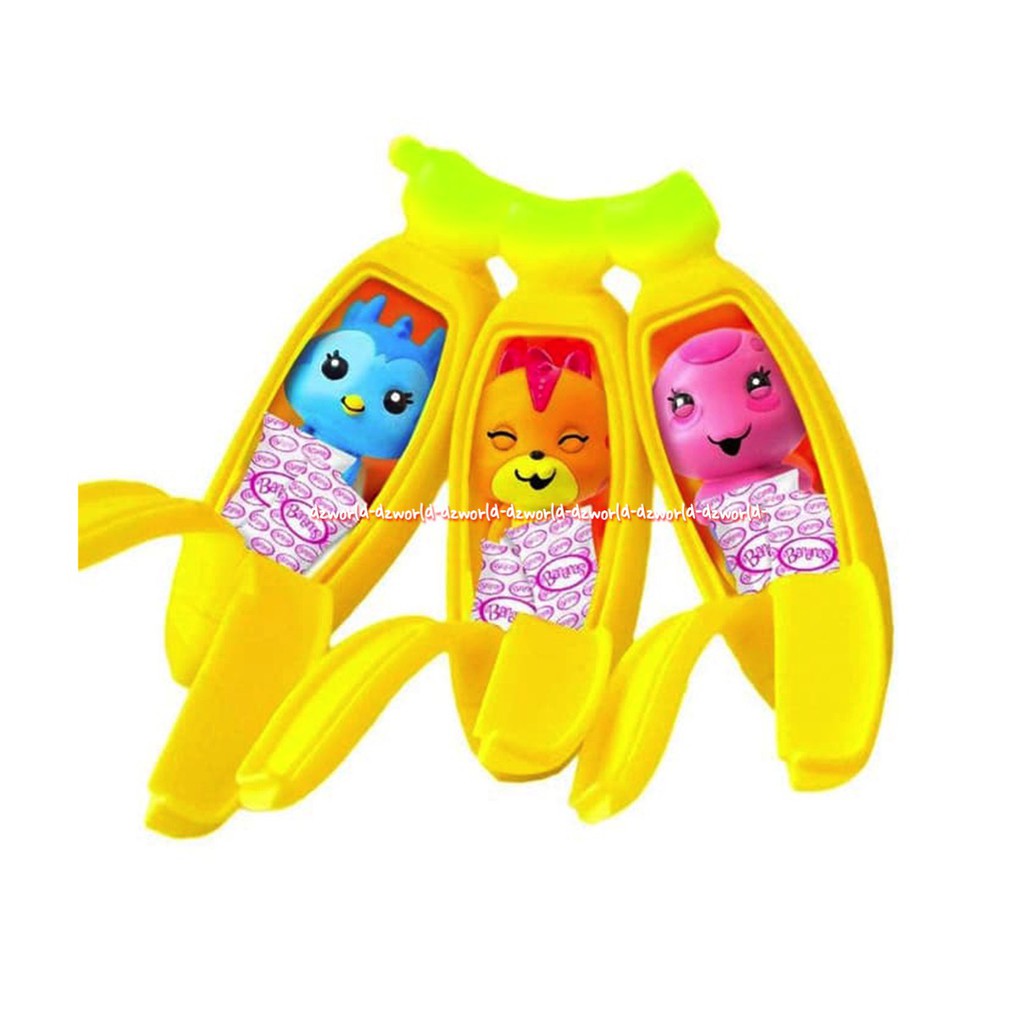 Bananas Surprise Miniatur Monkey Mainan Anak Berbentuk Pisang Isi 3pcs