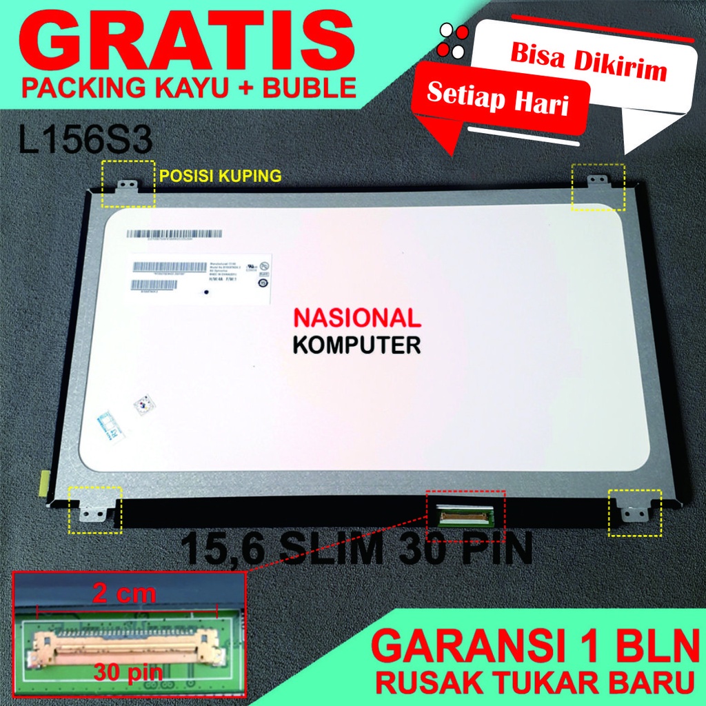 LCD LED Laptop 15.6 Inch Slim 30 Pin