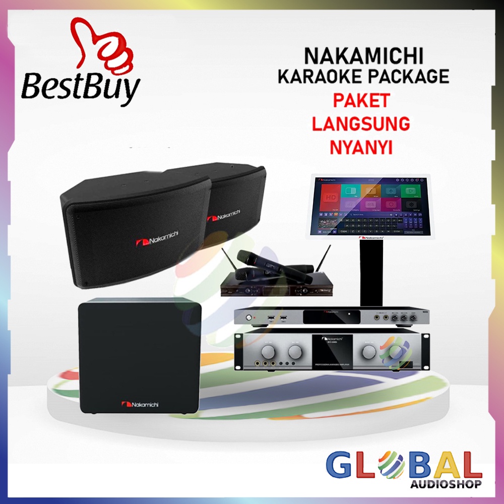 Nakamichi Karaoke Paket Lengkap Siap Nyanyi NKX 55 Mic Ampli Sub Touchscreen NKX55