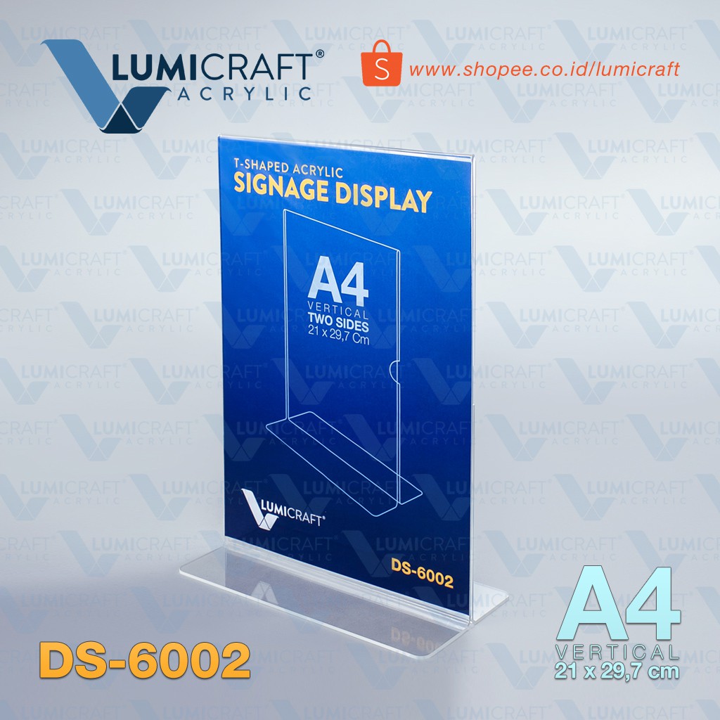 

Tent Card Acrylic model T / Display Akrilik ukuran A4 Vertikal | Lumicraft DS-6002