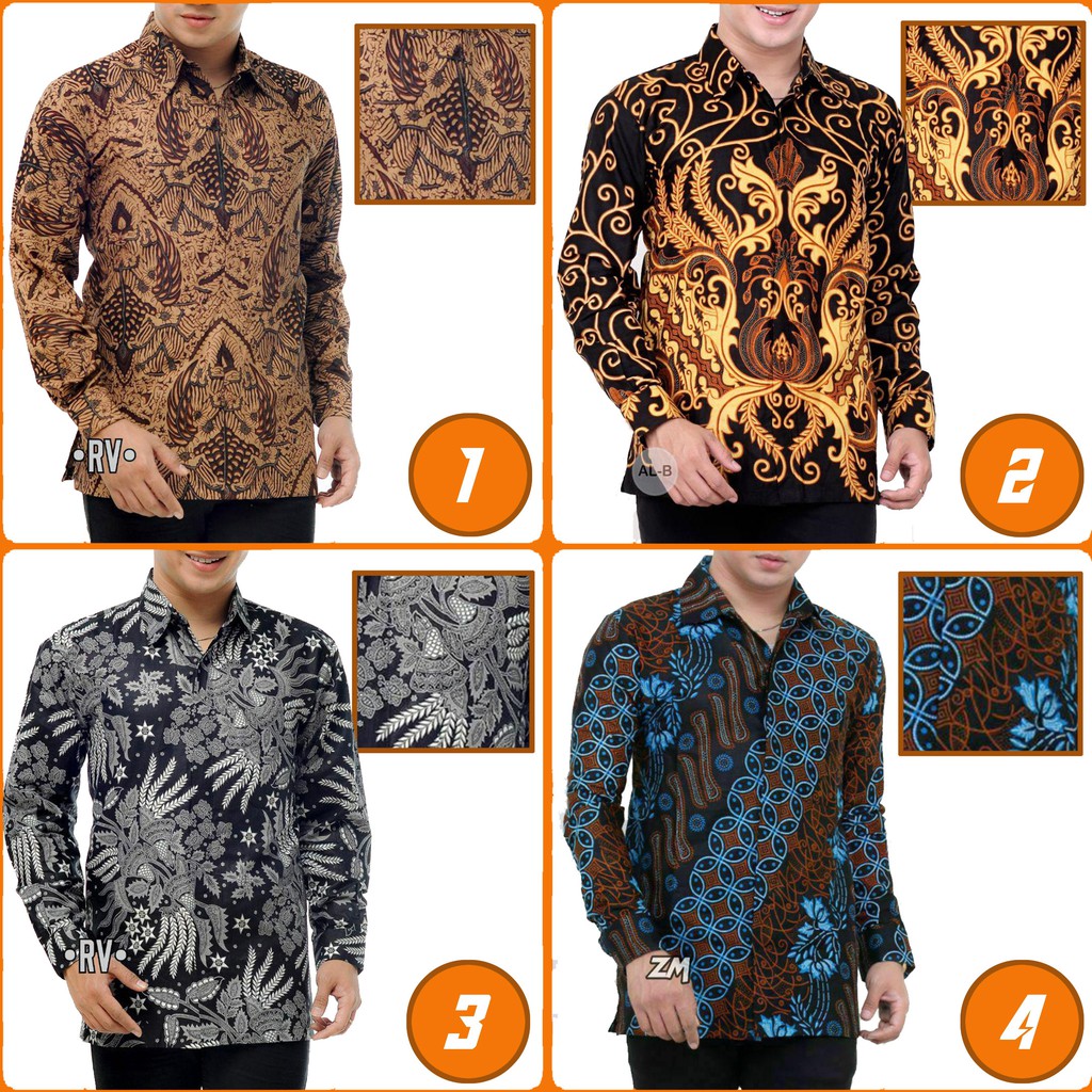 Batik Kemeja Baju Batik Atasan Pria Panjang /Pendek Best Seller Seragam Anak Wanita 15Motif M L XL