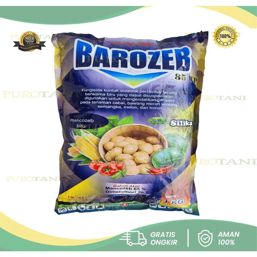 Mankozeb Biru Plus Silika Barozeb 80 WP Fungisida Barozeb 80WP 1KG Mankozeb 65% Dimetomorf 20% Obat Busuk Daun Bercak Daun