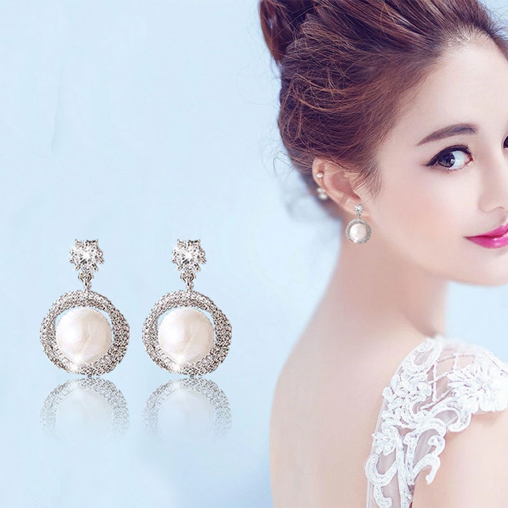 Hu Hu Hu Hu Hu Alat Bantu Pasang Kacamata♡ Anting Tusuk Gantung Wanita Desain Lingkaran Hias Mutiaraberlian Imitasi Gaya Elegan Untuk Hadiah