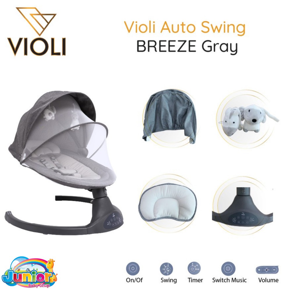 Violi Breeze : Grey Auto Swing - Bouncer Bayi Ayunan Otomatis Bayi