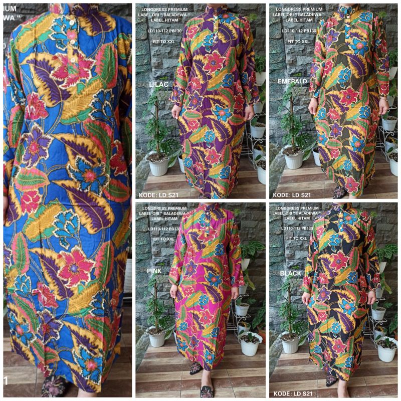 Longdress Baladewa Ori Label Hitam Krah Shanghai Kancing Depan Busui Jumbo