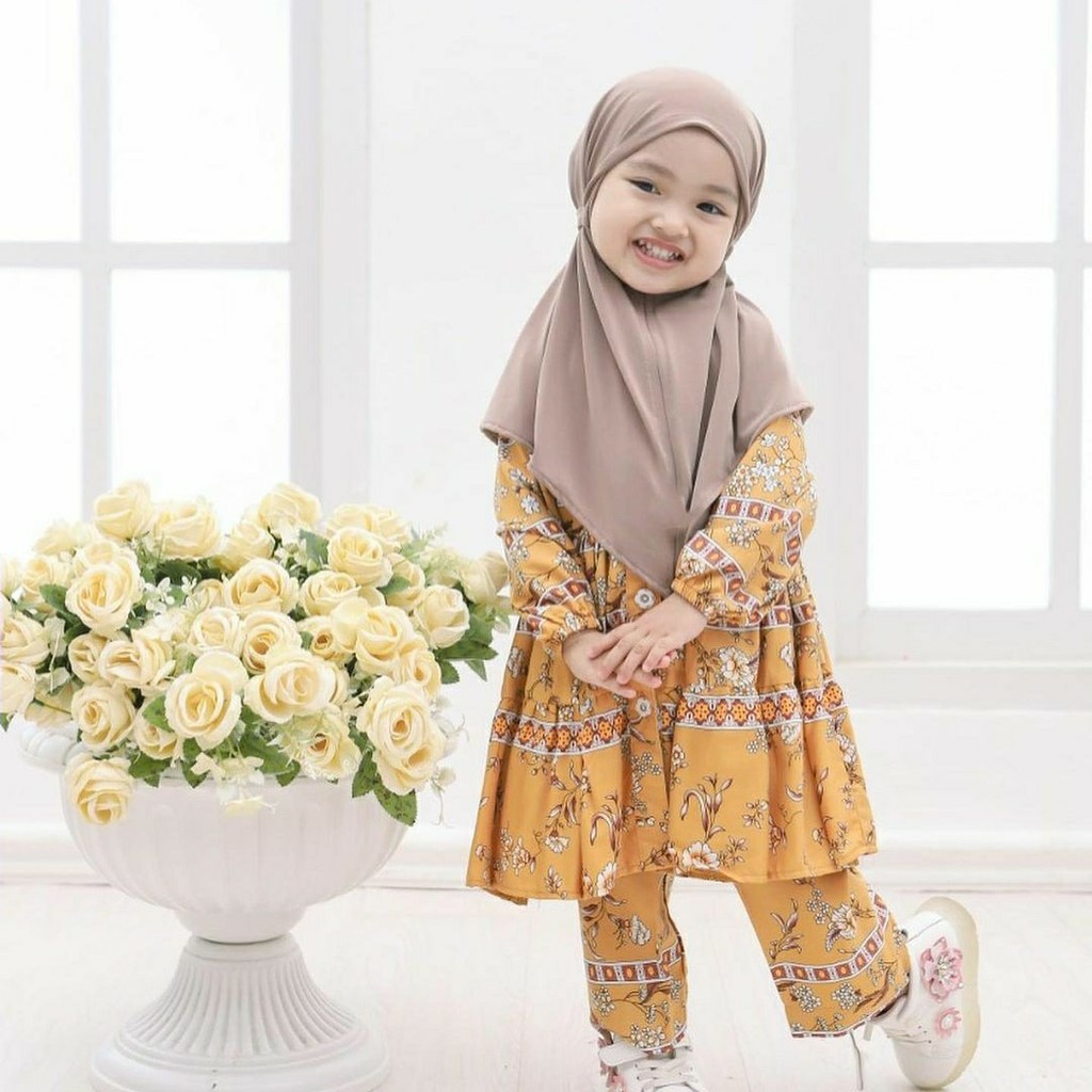 Oribel Kids 5 Thn Setelan Baju Muslim Anak Plus Khimar Pakaian Anak Gamis Anak