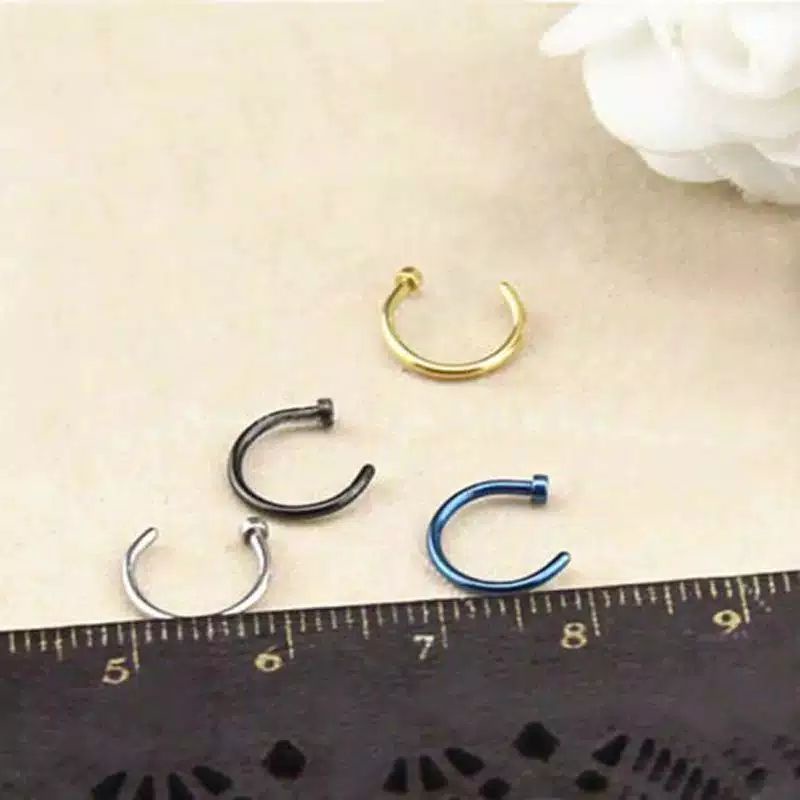 1Pc anting Hidung Bulat Kecil Bahan Stainless steel Tipis Pria wanita TERMURAH