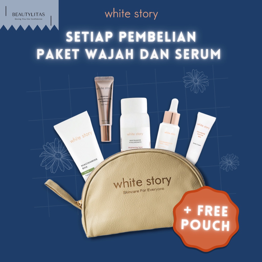 White Story Paket Wajah Brightening &amp; Serum (FREE POUCH)