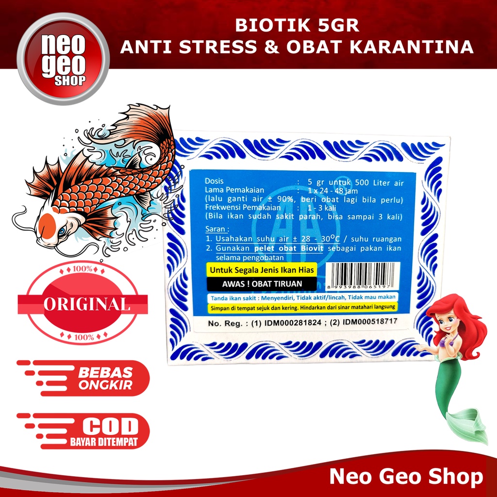 BIOTIK Obat Ikan Hias Koi 5g 5gr 5 gr Anti Bakteri dan Jamur