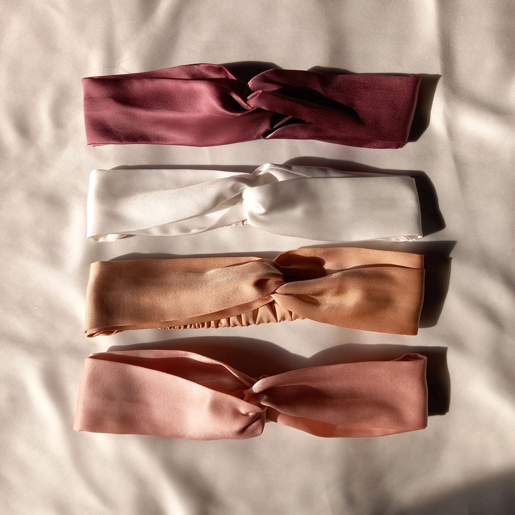 Headband Satin Maxmara Bandana Bando Karet Satin Premium by Scrunchie Bestie