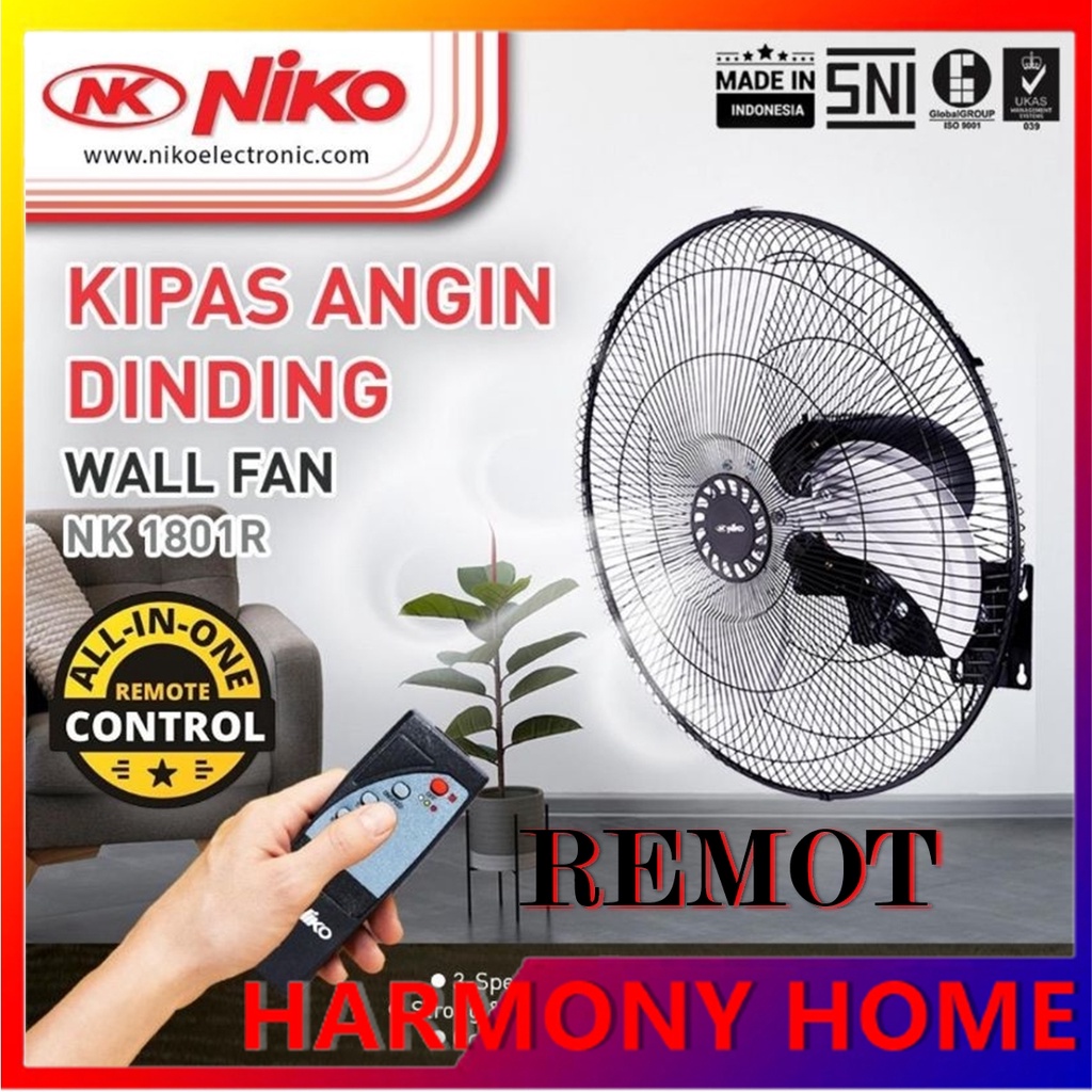 NIKO Wall Fan Besi - NKW 1801 [18 Inch]/NKW 1801 Remot