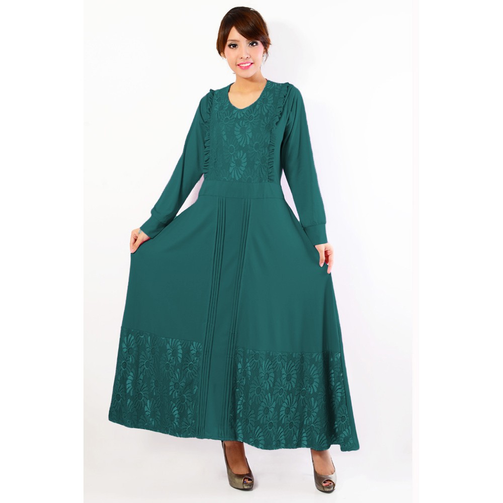 Long dress Gamis maxi Premium Kombinasi Corak bunga Simpel dan Elegan - XSHOP Dayana