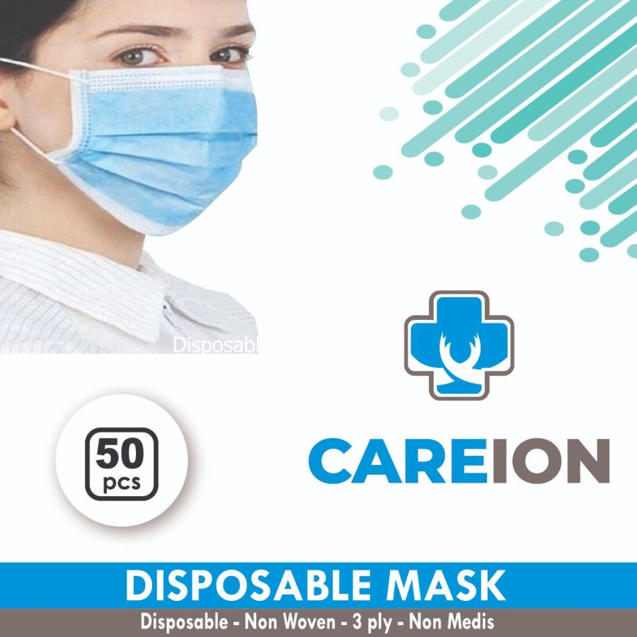 MASKER EARLOOP DISPOSABLE MASK ISI 50pc bersertifikat CE