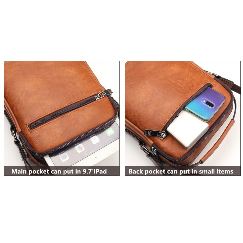 [KULIT PREMIUM] Tas Selempang Kulit Import Pria Tablet 9.7 Inch Business Casual Style Messenger Bag