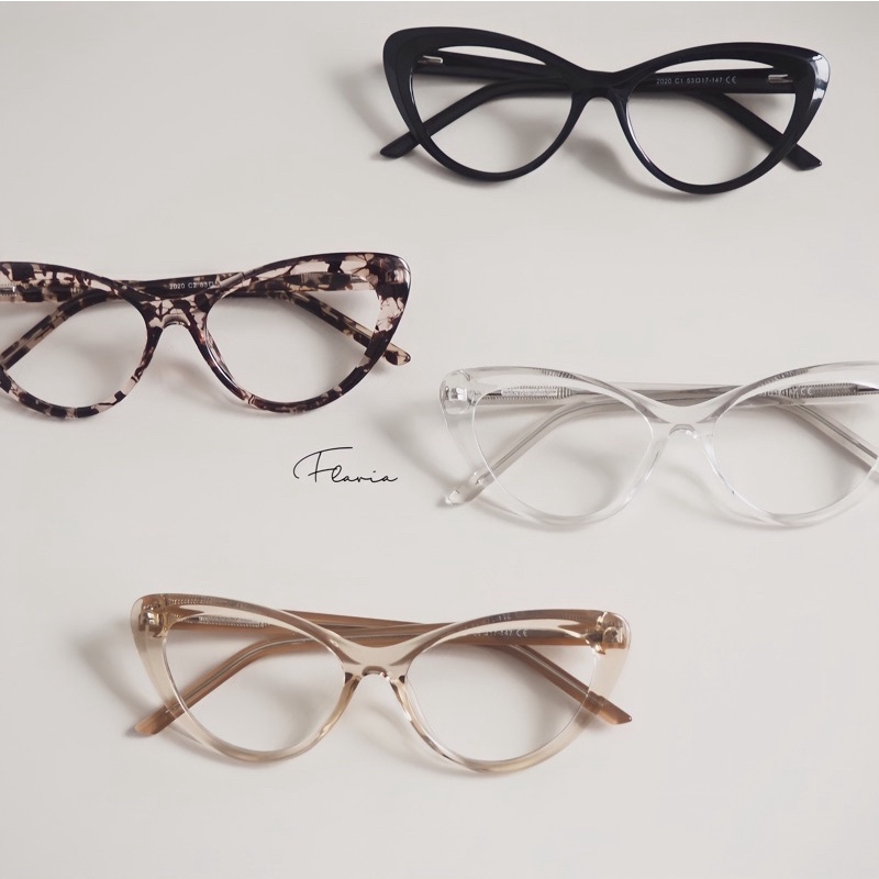 Flavia Eyewear - Kacamata Gaia Cat Eye Acetat (custom minus, photochromic, blueray, bluechromic dan photobrown)