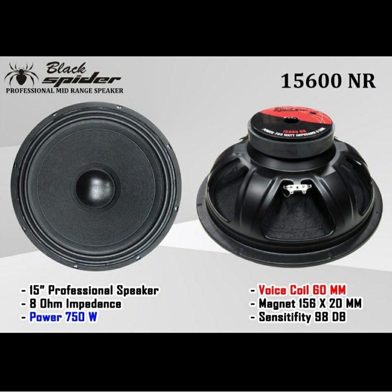 BLACK SPIDER Speaker 15 Inci BlackSpider 15600 MB Full Range 750 Watt