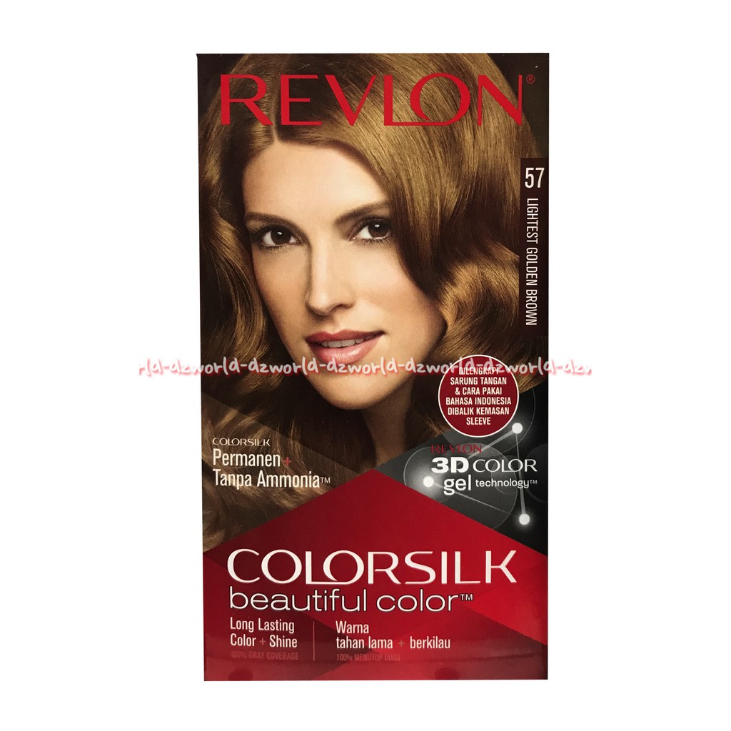 Revlon Colorsilk Beautiful Color 57 Lightest Golden Brown Cat Warna Coklat Muda Emas Cat Rambut Pewarna Rambut Color Silk Hair Color Revlon 57 Revlon57 Reflon