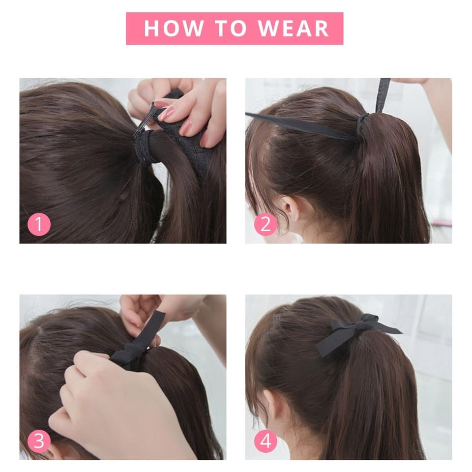 HZ Wig Ponytail Anak Rambut Palsu Extension Hair Clip Ponytail Model Pendek Keriting 38cm Ponytail Curly Tali