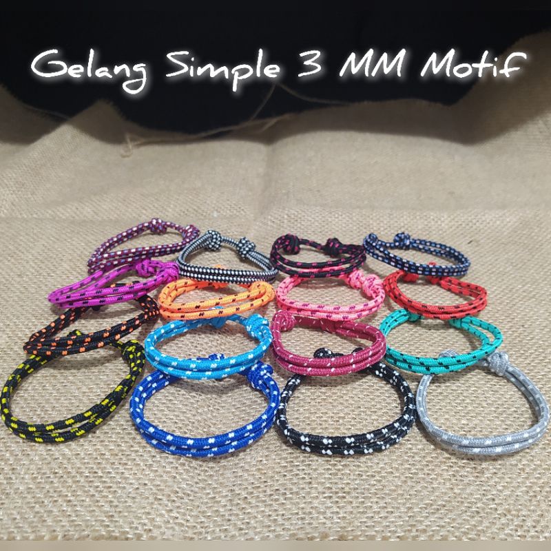 Gelang Simple 3MM Hitam Motif Banyak Pilihan Warna