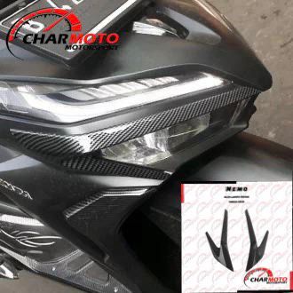 Cover Tutup Alis Lampu Depan Honda Vario 2018 Carbon Karbon Nemo Original PNP - Charmoto