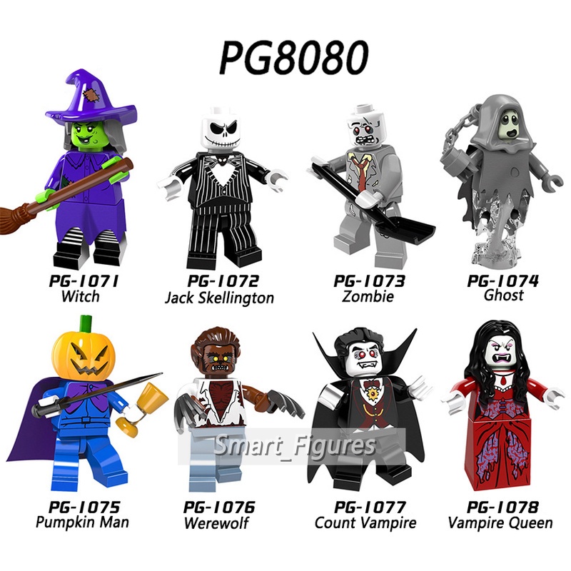 Pg8080 Mainan Action Figure Mini Seri Halloween Labu Hantu Penyihir Werewolf Vampire Queen