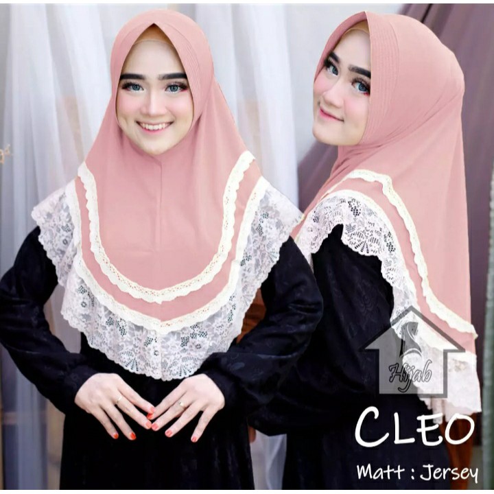 Bergo renda 2 tingkat Hijab/ Jilbab Instan Jersey / Jersey Model Bergo terbaru termurah dan terlaris