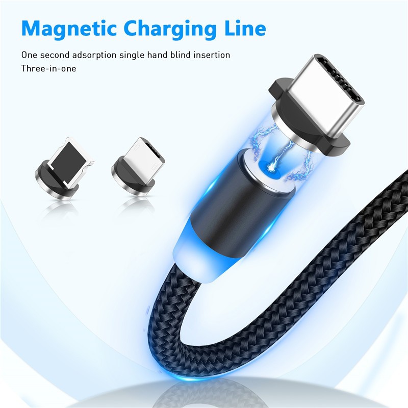 Kabel Charger Magnet Cepat USB/Type C/iPhone Android Kabel Charger