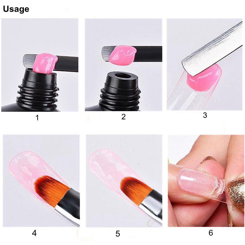 2in1 UV Poly Gel Sikat Kuku Penggunaan Ganda Pen Brushes Stick dual-head nail art Pen Tools UV Hitam Dua-Kepala Pena Fototerapi Penggunaan Ganda nail art Manicure Pen