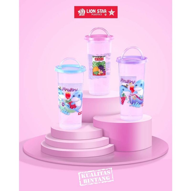 Gelas Tutup Sedotan Anak/Tempat Minum Anak Sedot C-1 250ml & C-2 370ml Lion Star