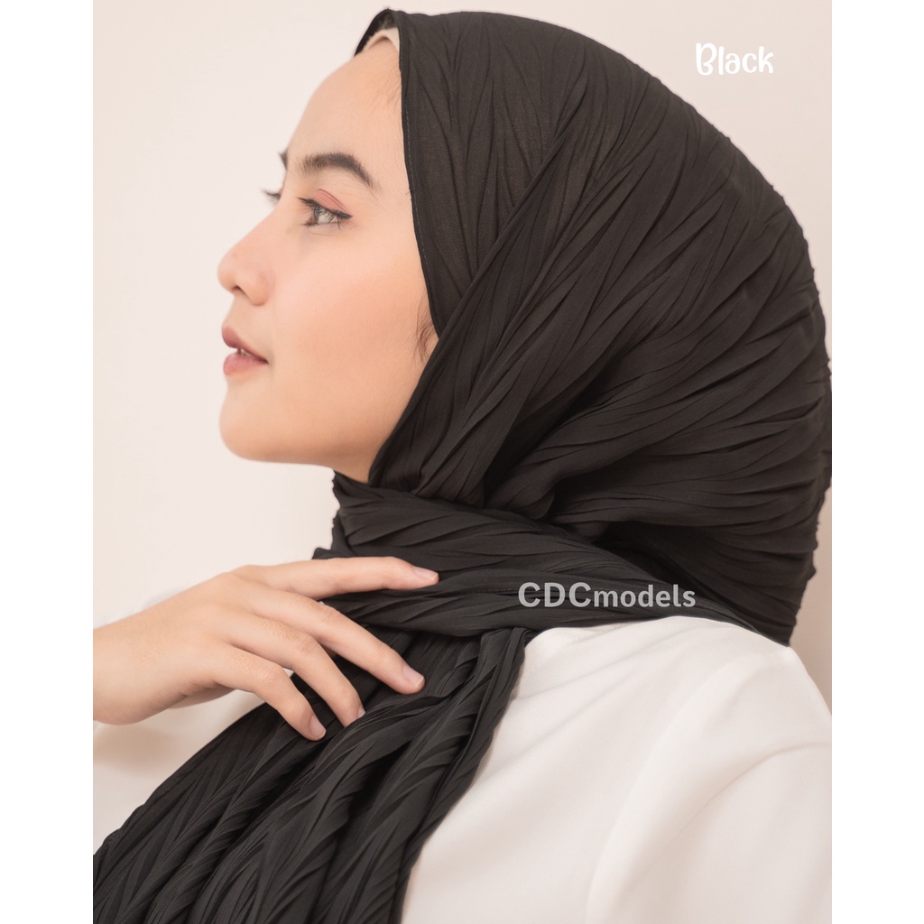 Oryza Pashmina Padi ' - KRUDUNG PASMINA - KERUDUNG MUSLIM - PASMINA TERLARIS - PASMINA PADI-Black