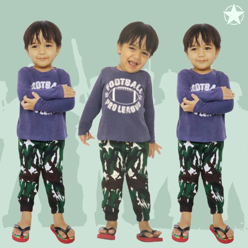 (PREMIUM) Jogger ABRI uk 3-6 tahun - Matt Tebal Stretch Import Army Militer Anak Laki Perempuan Universal Celana Panjang