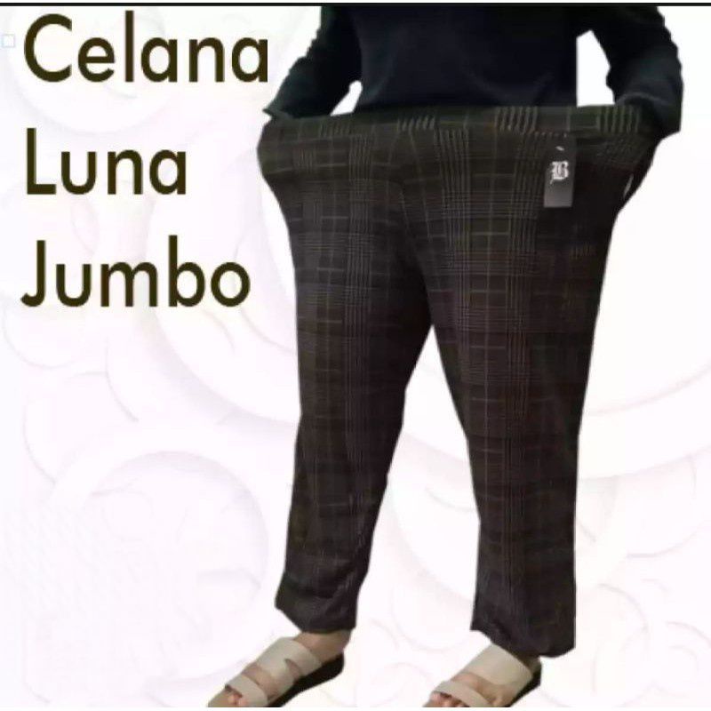 Celana kotak kotak  wanita super jumbo motif hitam/celana kotak kotak zahra motif gelap big size muat sampai bb 90 kg