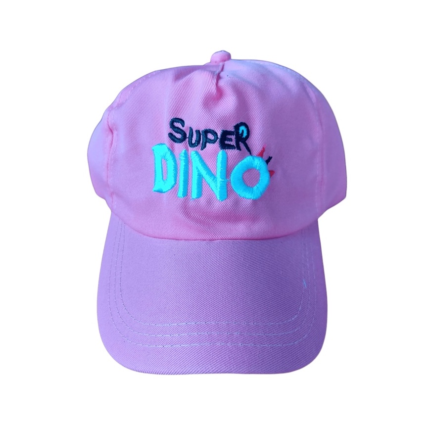 TOPI BASEBALL ANAK LUCKY GIRAFFE / JUST DO IT / SUPER DINO / SUNNY DAY USIA 2-10 TAHUN LAKI PEREMPUAN-TOPI SUPERDINO PINK
