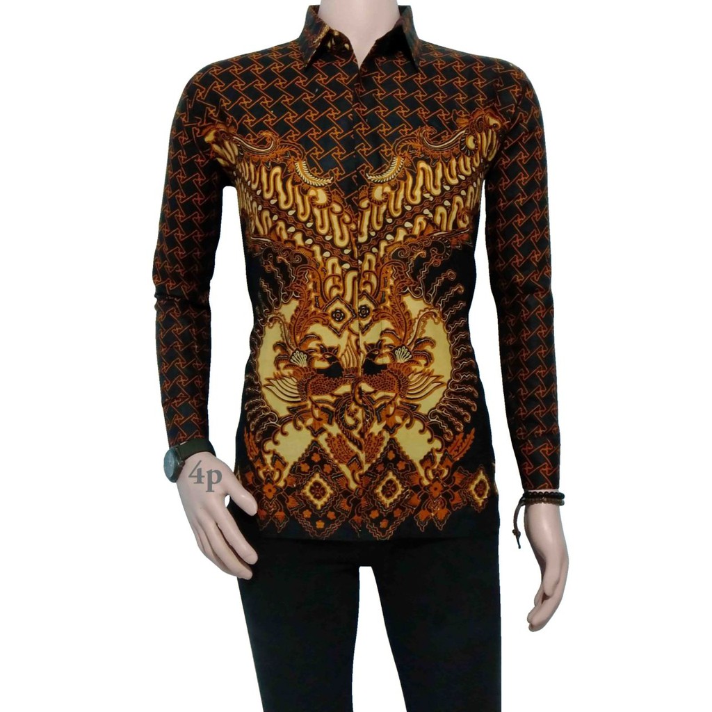 BSWART BATIK HRB026 Kenongo Hem Pendek Padi Pekalongan M L XL Batik Pria MURAH