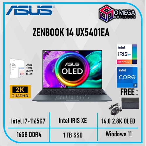 ASUS ZENBOOK 14 OLED UX5401EA TOUCH I7 1165G7 16GB 1TBSSD IRISXE W11+OHS 14.0 2.8K BLIT